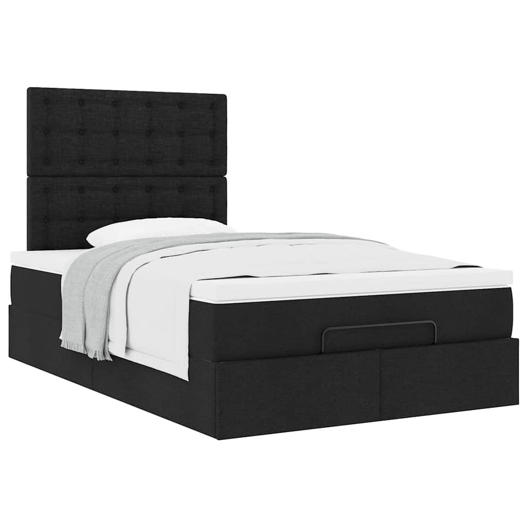Otomanski krevet s madracem crni 120x190 cm tkanine