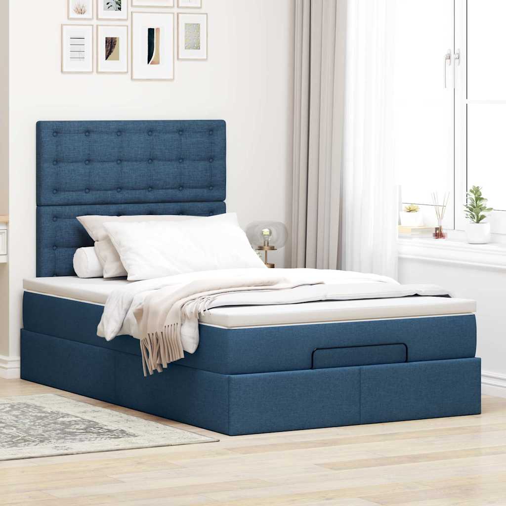 Otomanski krevet s madracem plavi 120x200 cm tkanine