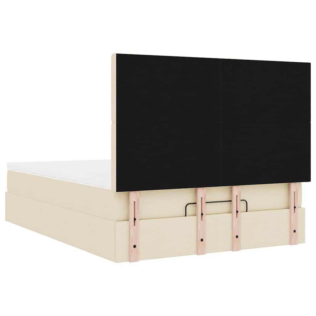 Otomanski krevet s madracem krem 140x190cm od tkanine