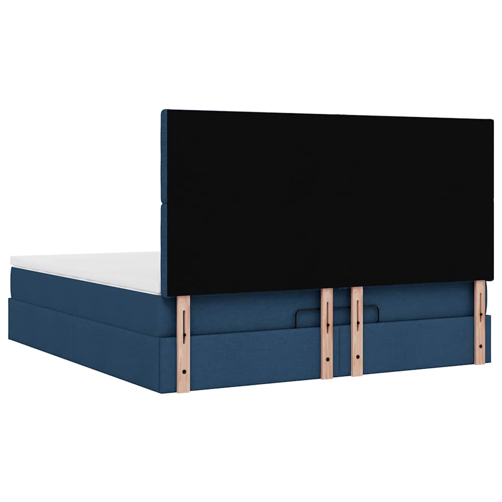 Otomanski krevet s madracem plavi 160x200cm od tkanine