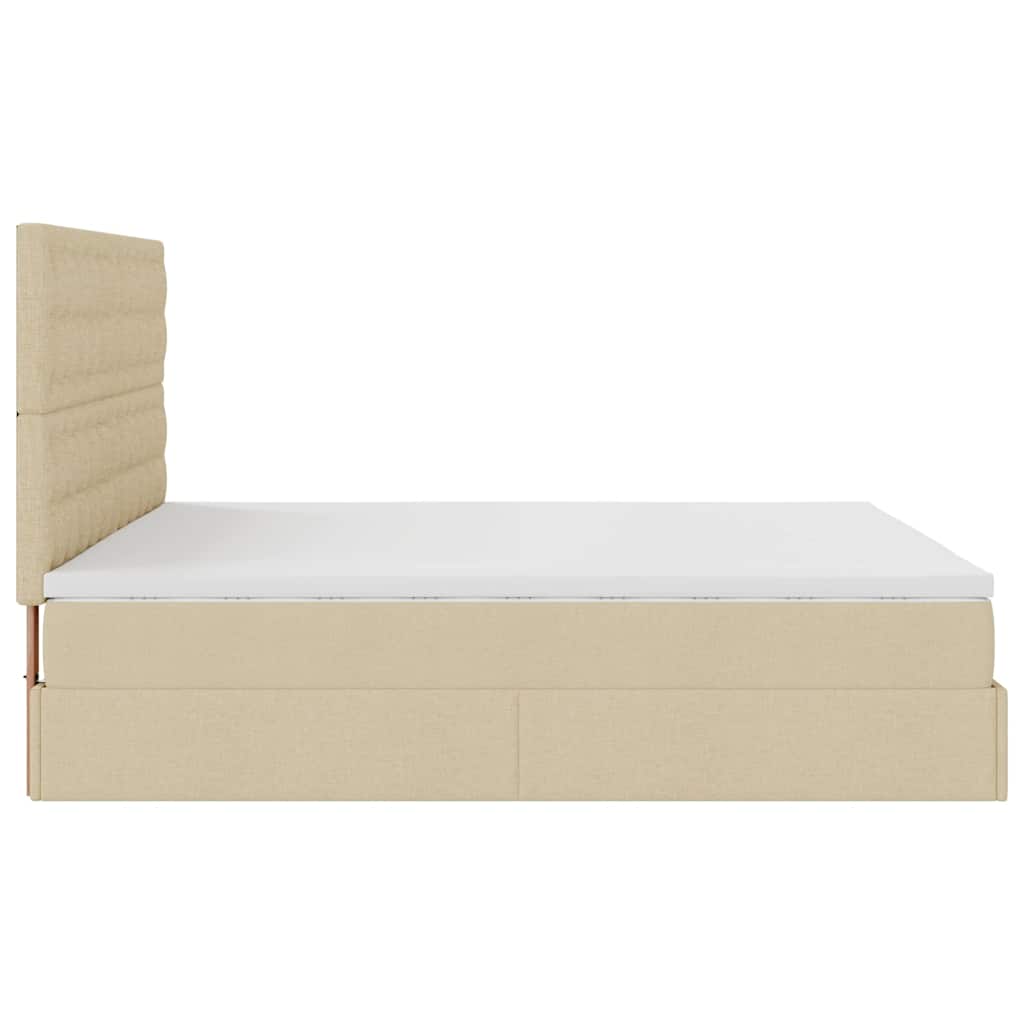 Otomanski krevet s madracem krem 180x200cm od tkanine