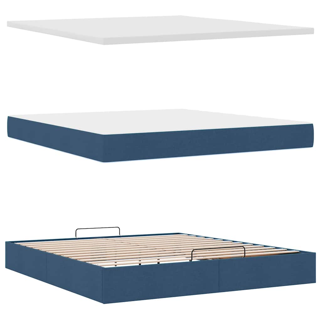 Otomanski krevet s madracem plavi 180x200cm od tkanine