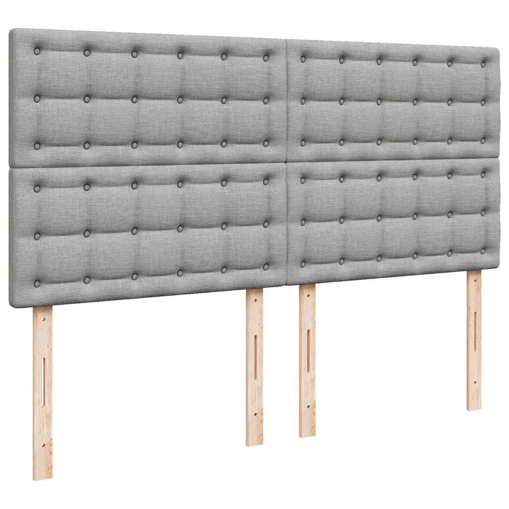 Okvir kreveta s madracima svijetlosivi 200x200cm od tkanine