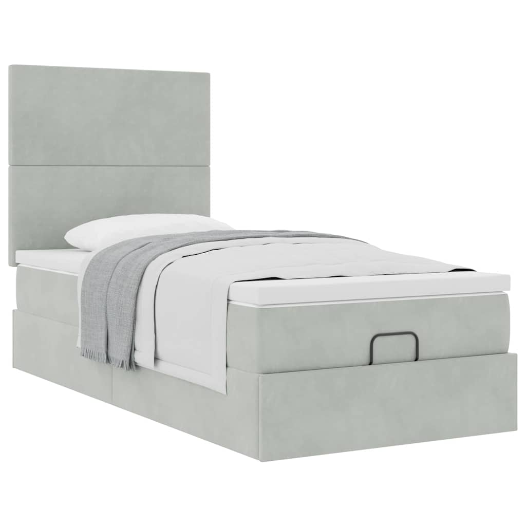 Okvir za krevet s madracima svjetlosivi 80x200 cm baršunasti