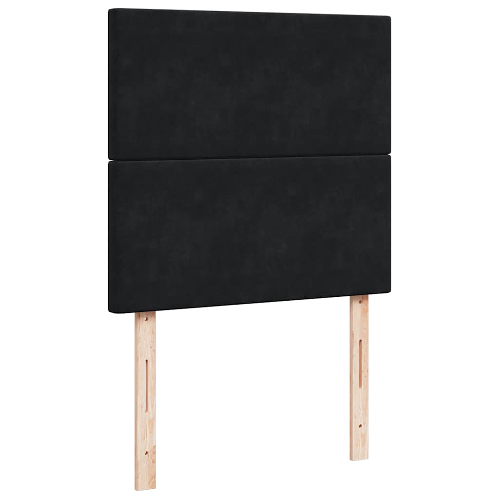 Otomanski okvir kreveta s madracima crni 90x200cm baršunasti