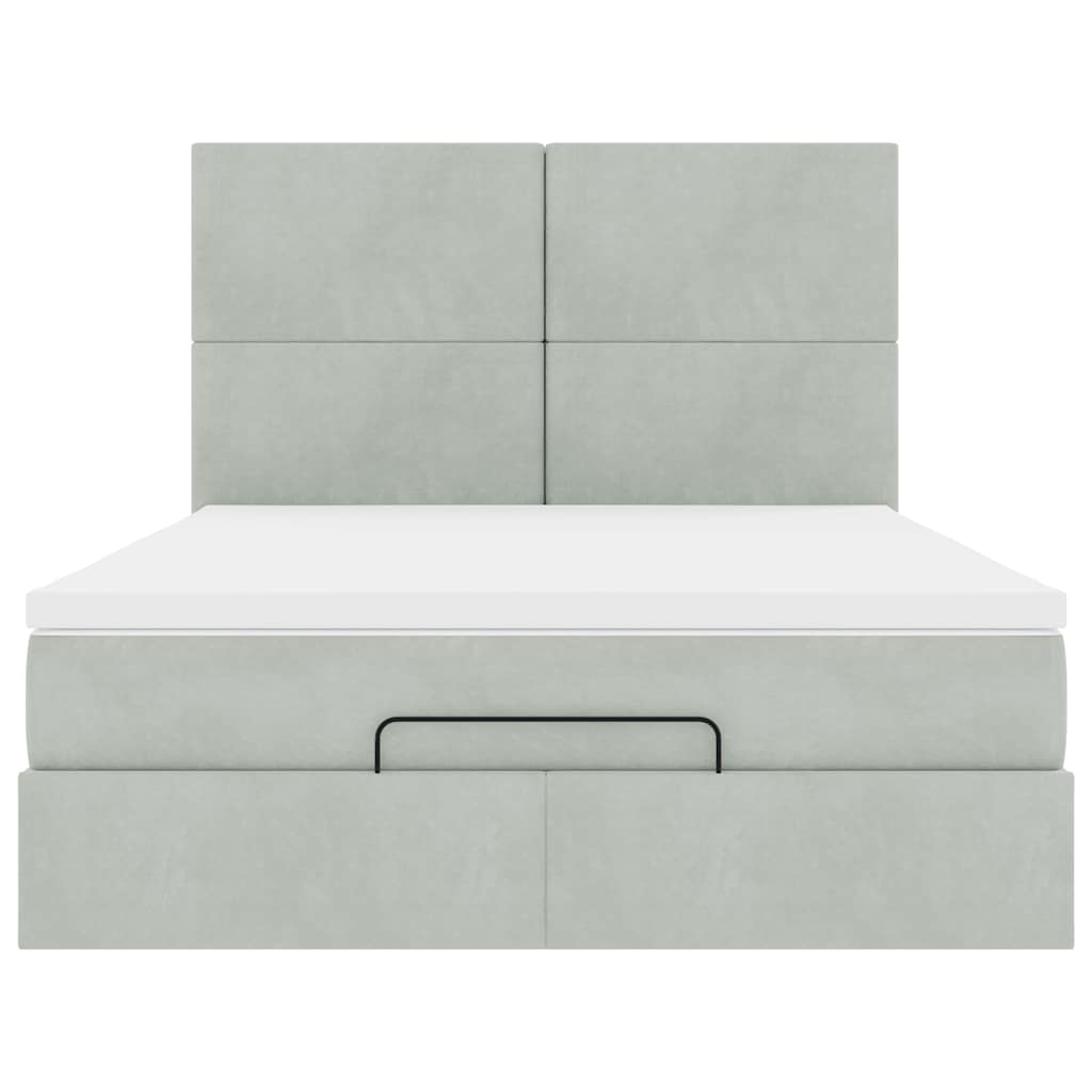 Otomanski krevet s madracima svijetlosivi 140x190 cm baršunasti