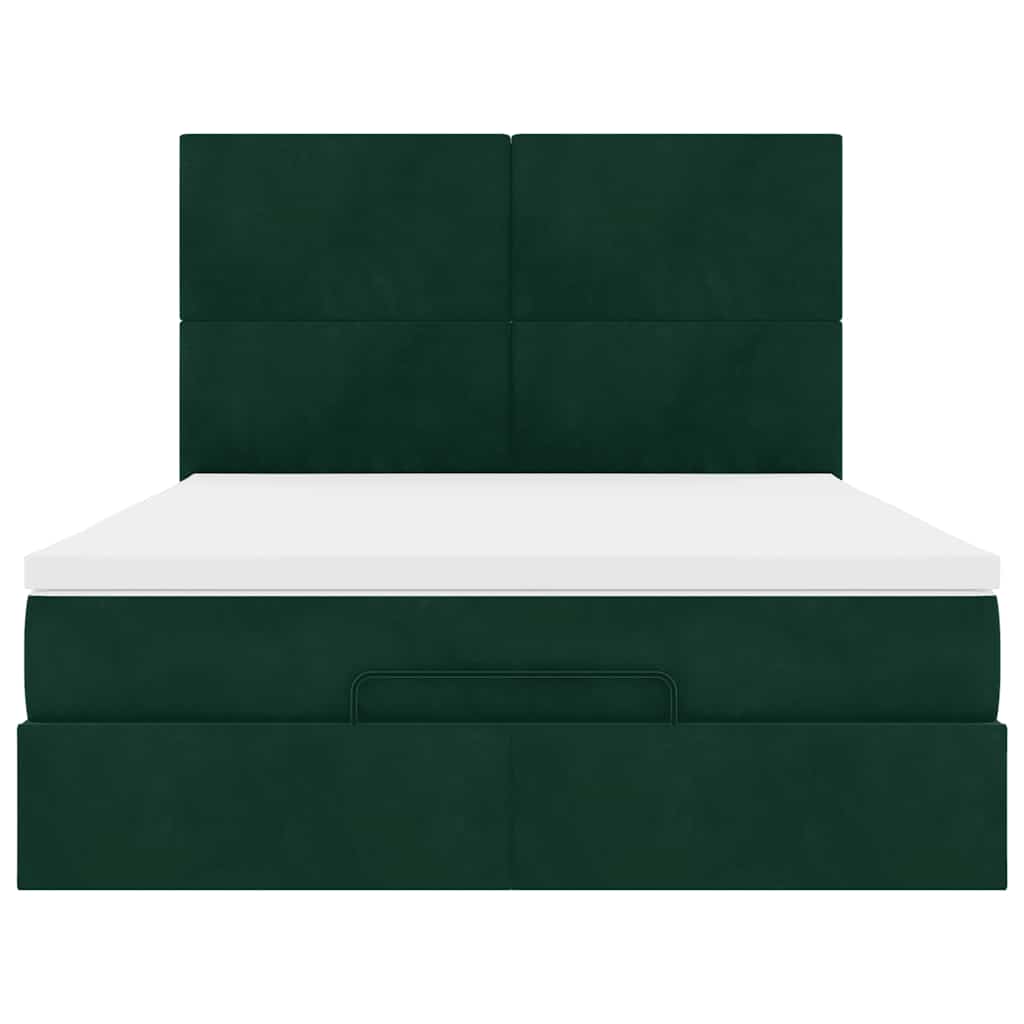 Ottoman krevet s madracima tamnozeleni 140x190 cm baršun