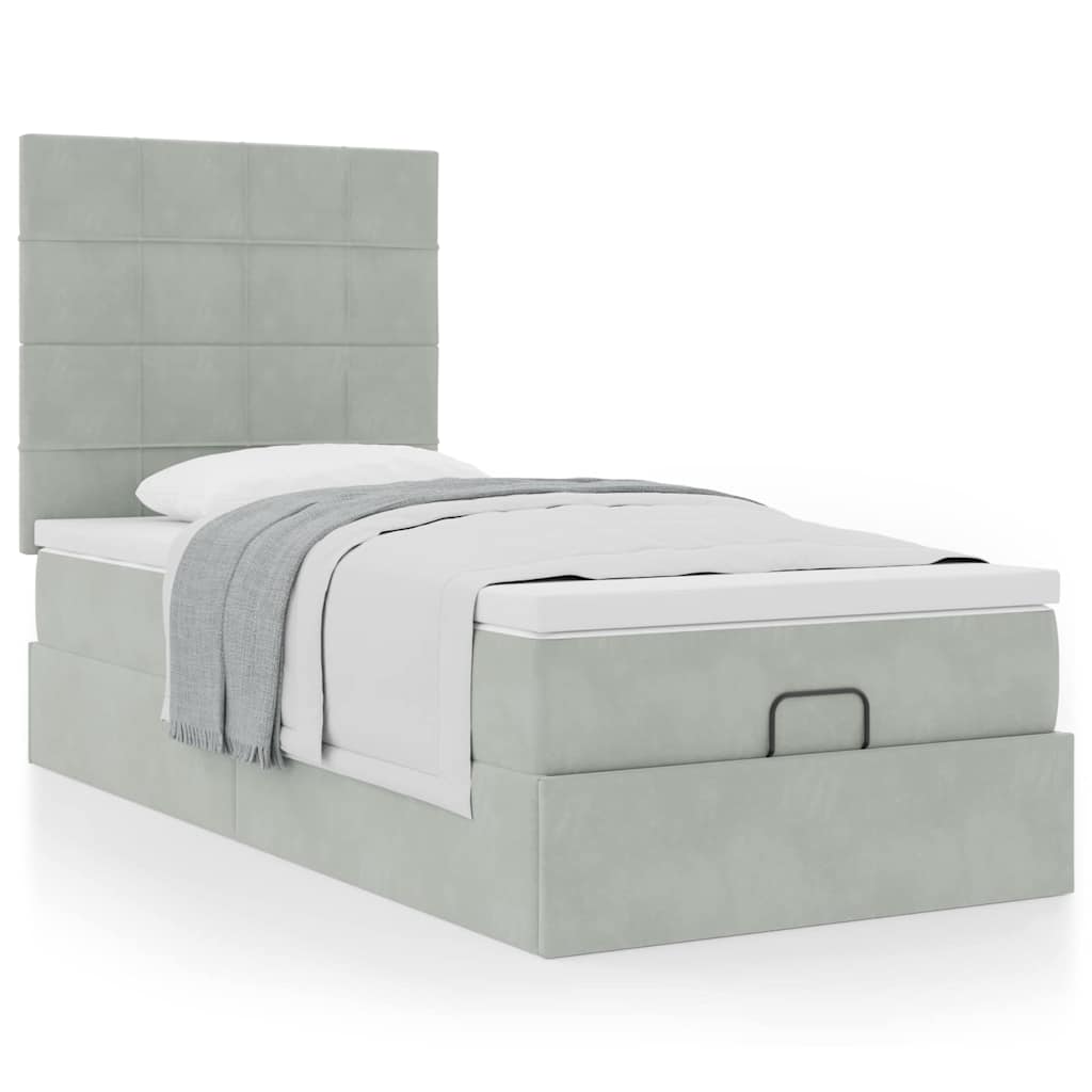 Okvir za krevet s madracima svjetlosivi 80x200 cm baršunasti