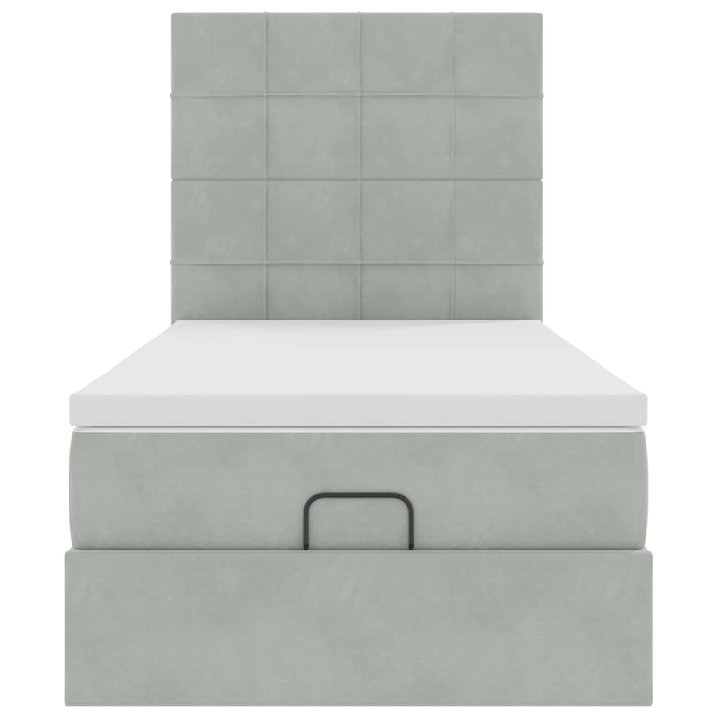 Okvir za krevet s madracima svjetlosivi 80x200 cm baršunasti