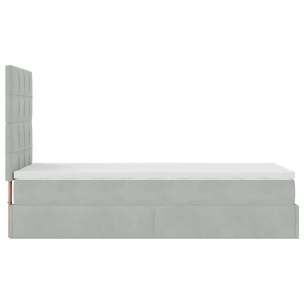 Okvir za krevet s madracima svjetlosivi 80x200 cm baršunasti