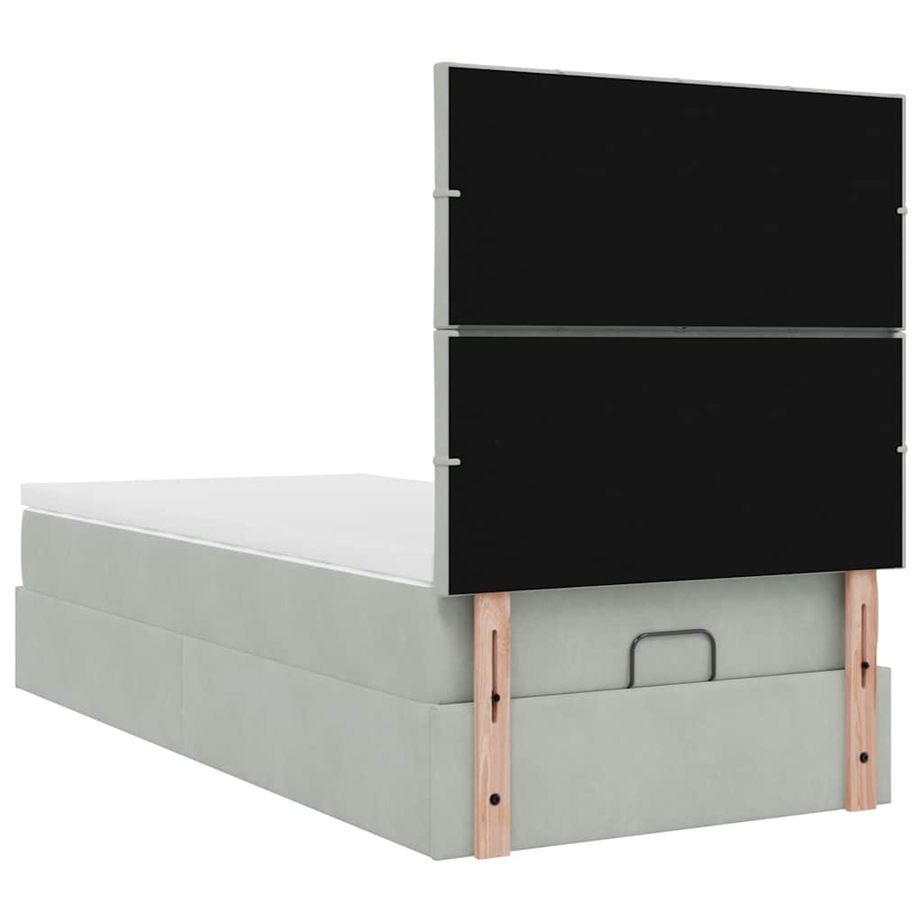 Okvir za krevet s madracima svjetlosivi 80x200 cm baršunasti