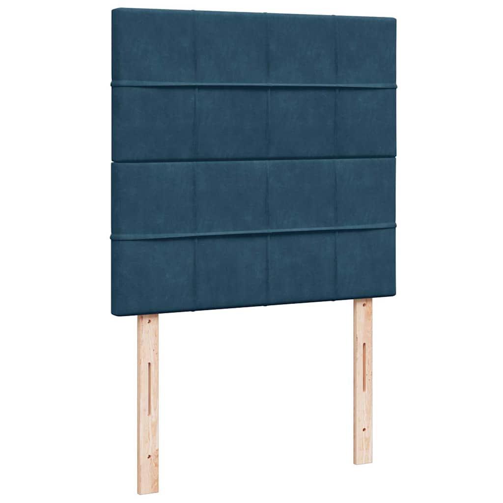 Okvir kreveta s madracima tamnoplavi 90x200cm baršunasti