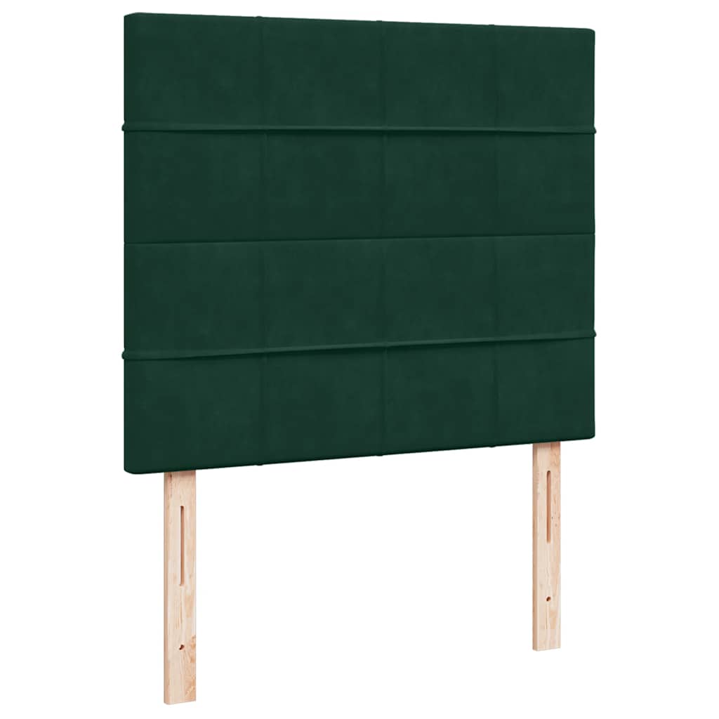 Okvir za krevet s madracima tamnozeleni 120x190 cm baršunasti