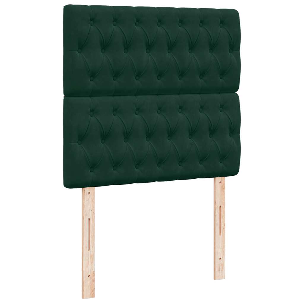 Okvir kreveta s madracima tamnozeleni 80x200cm baršunasti