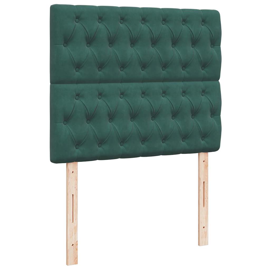 Okvir za krevet s madracima tamnozeleni 120x190 cm baršunasti