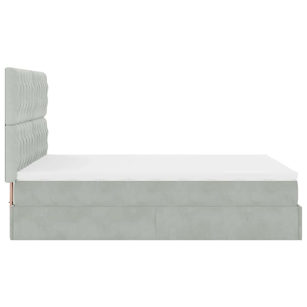 Otomanski krevet s madracima svijetlosivi 140x190 cm baršunasti