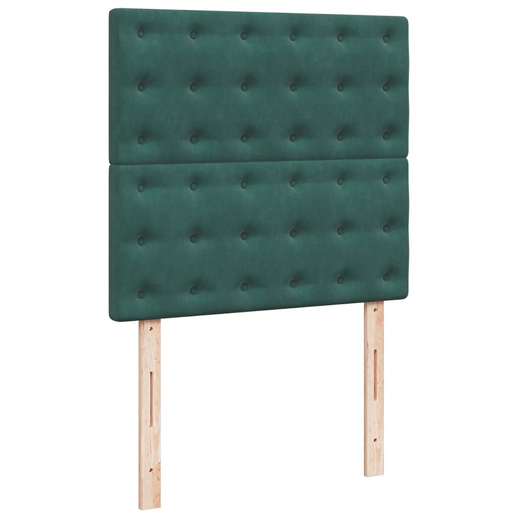 Okvir kreveta s madracima tamnozeleni 80x200cm baršunasti