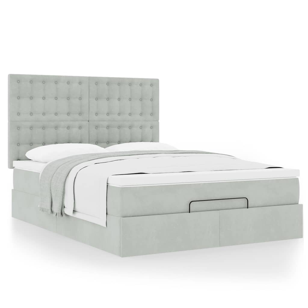 Otomanski krevet s madracima svijetlosivi 140x190 cm baršunasti