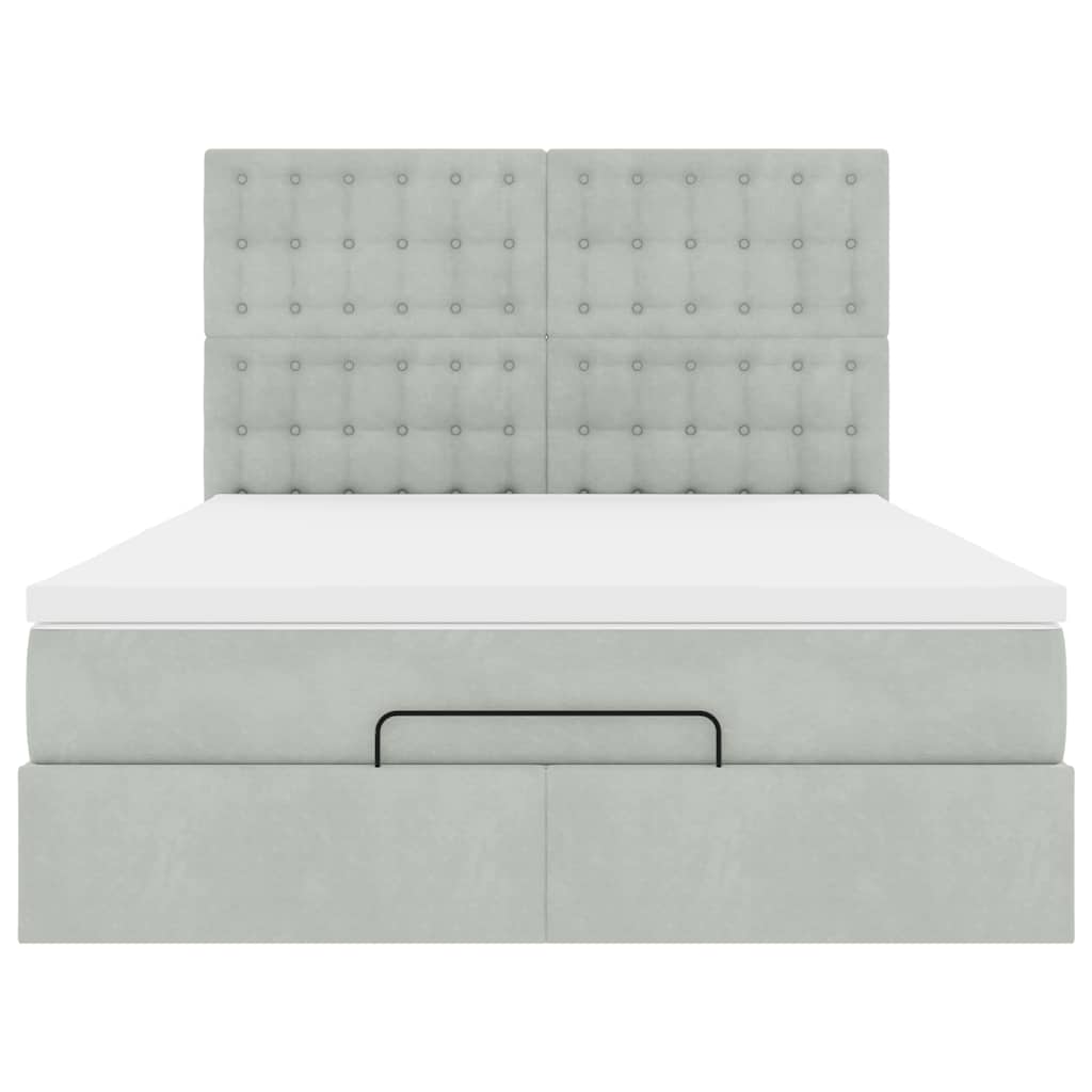 Otomanski krevet s madracima svijetlosivi 140x190 cm baršunasti