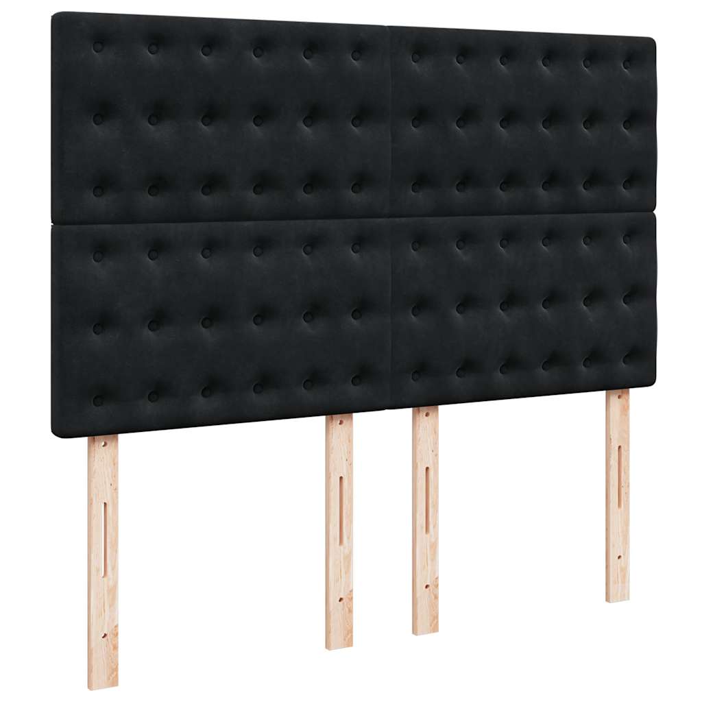Otomanski krevet s madracima crni 140x190cm baršunasti