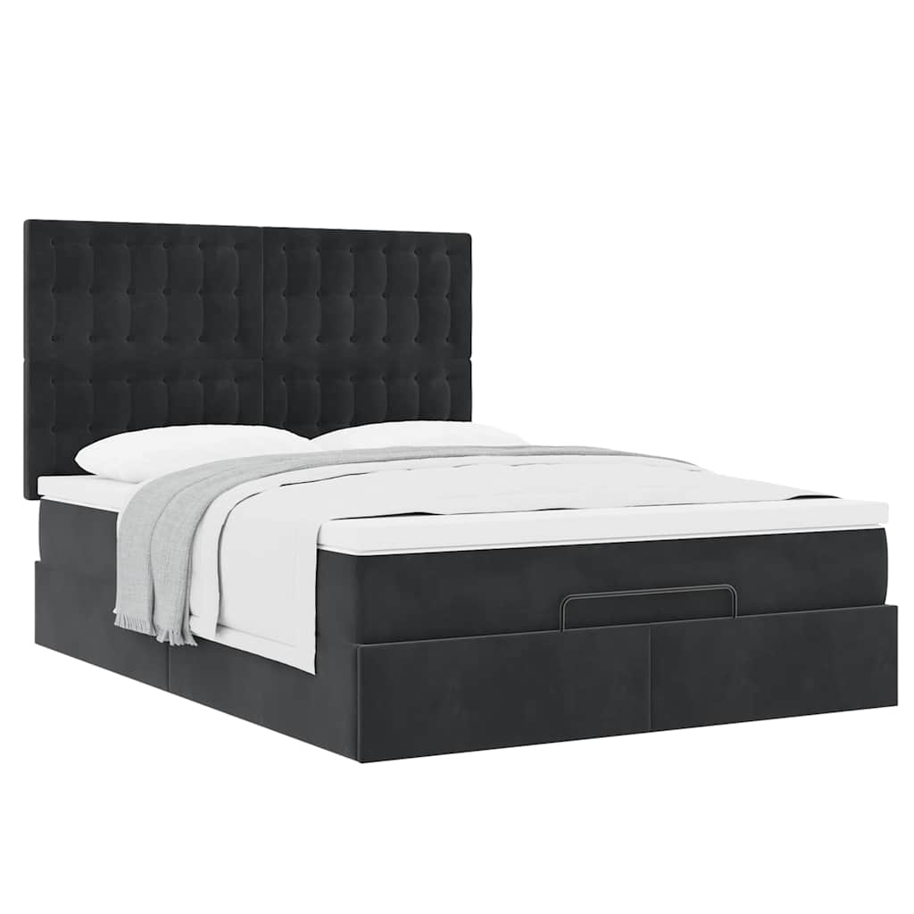 Otomanski krevet s madracima crni 140x190cm baršunasti
