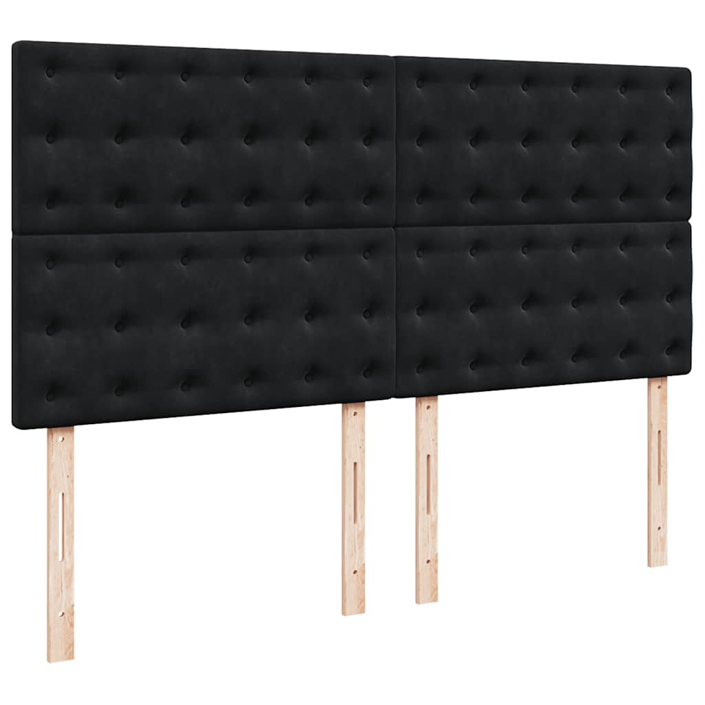 Otomanski okvir kreveta s madracima crni 180x200cm baršunasti
