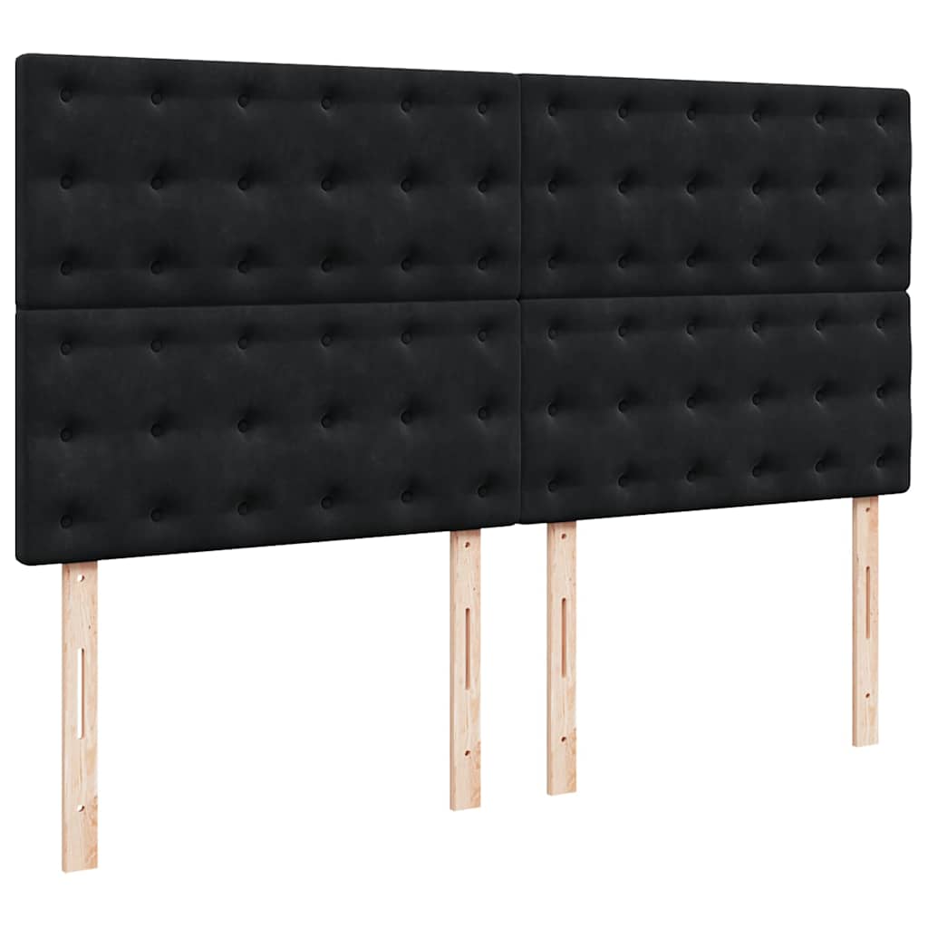 Otomanski okvir kreveta s madracima crni 200x200cm baršunasti