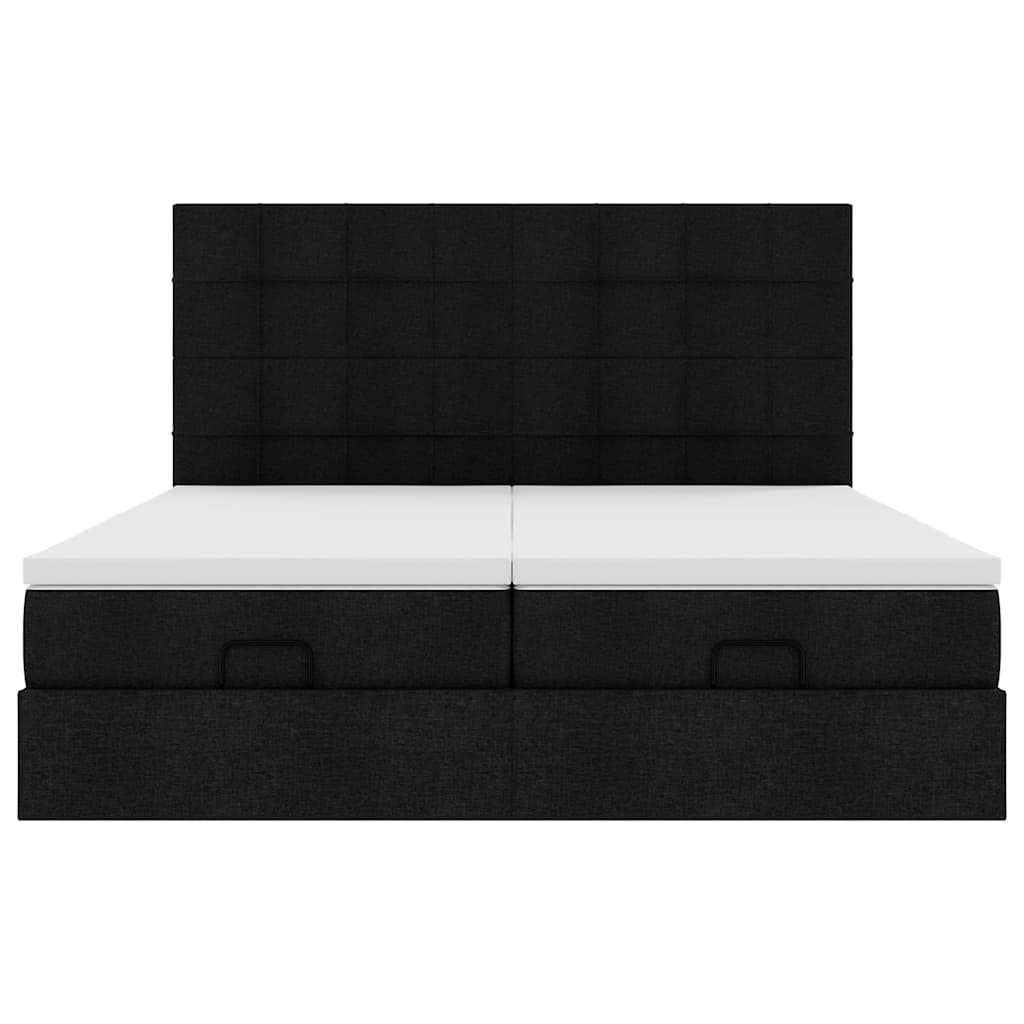 Otomanski okvir kreveta s madracima crni 180x200cm od tkanine