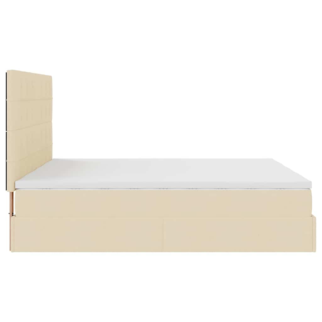 Otomanski okvir kreveta s madracima krem 200x200cm od tkanine