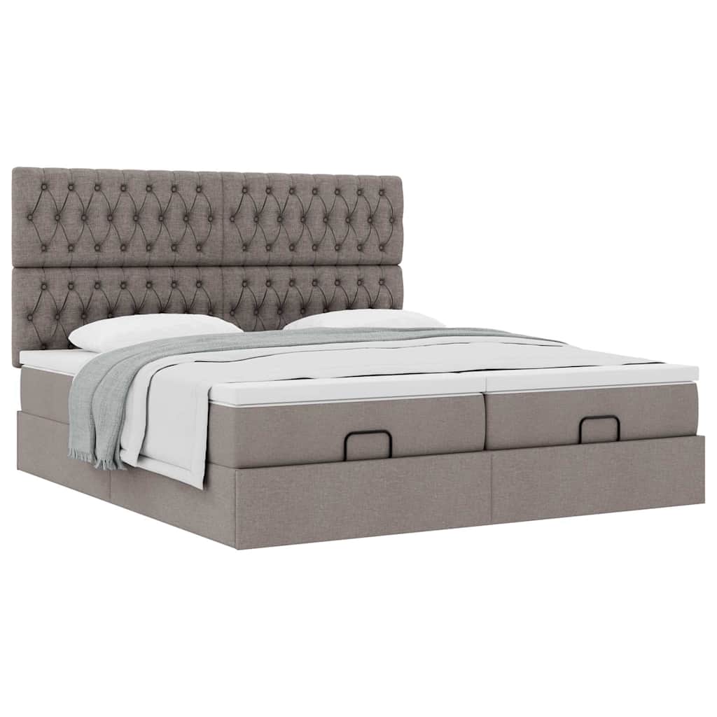 Ottoman krevet s madracima, taupe 160x200 cm, tkanina