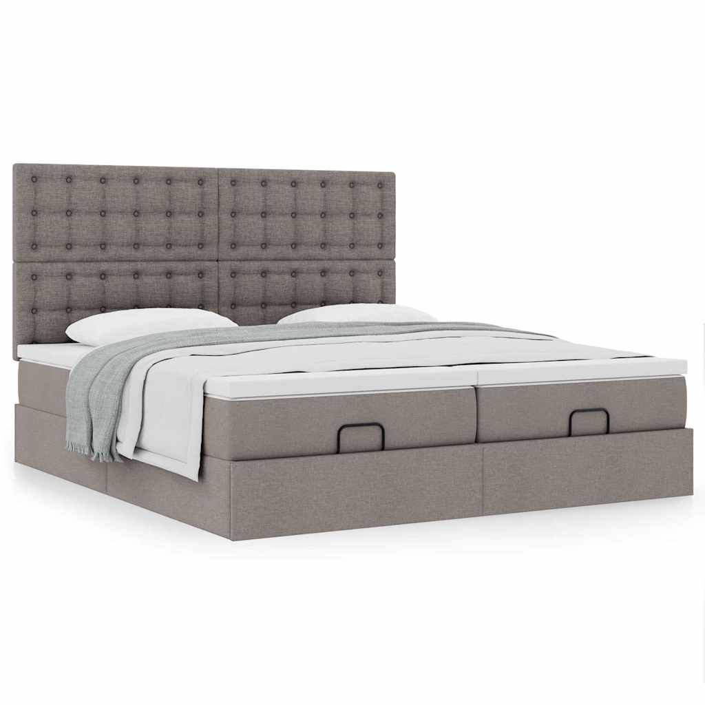 Otomanski okvir kreveta s madracima smeđesivi 180x200cm tkanine