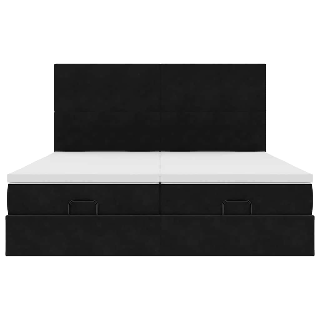 Otomanski okvir kreveta s madracima crni 180x200cm baršunasti