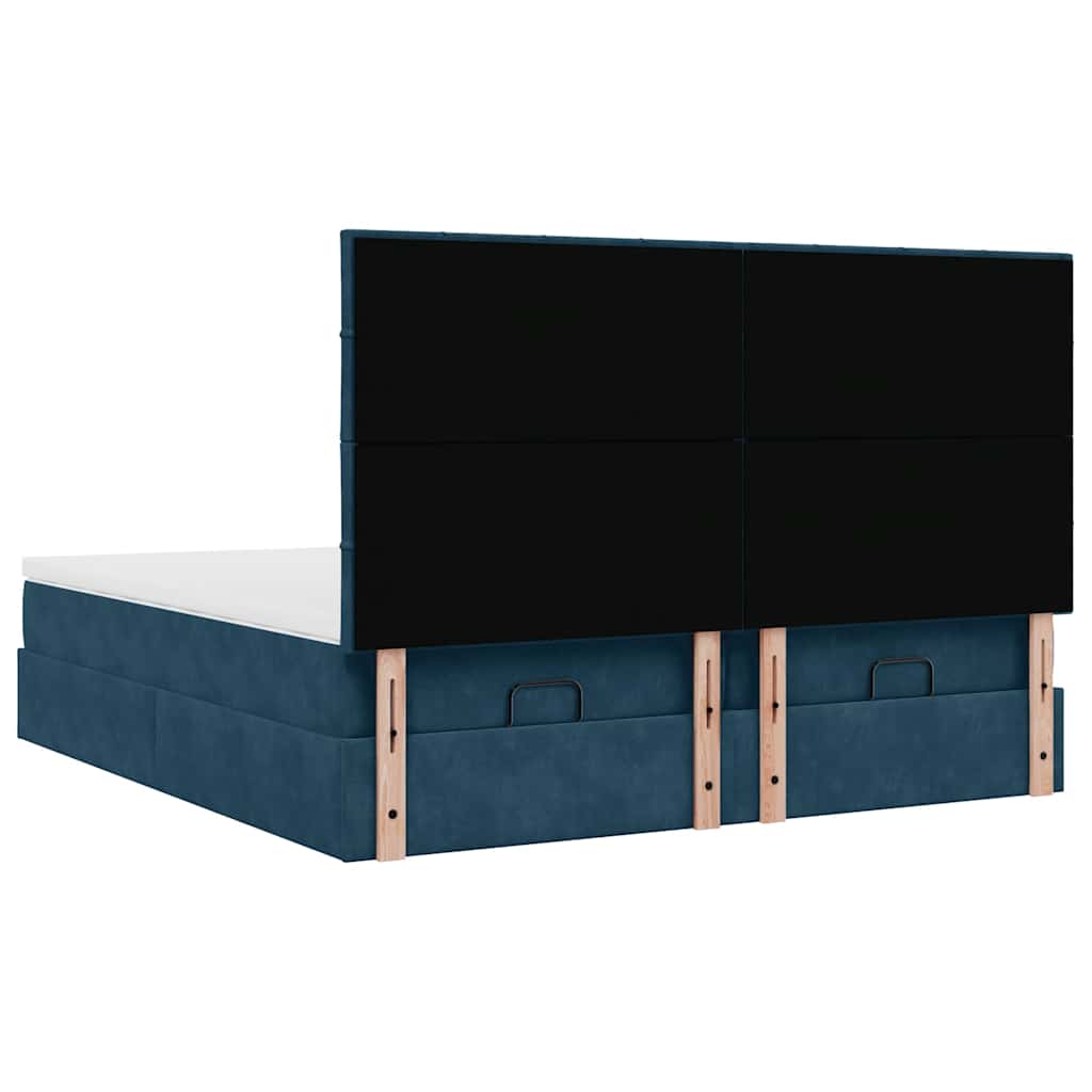 Otomanski okvir kreveta s madracima plavi 180x200cm baršunasti