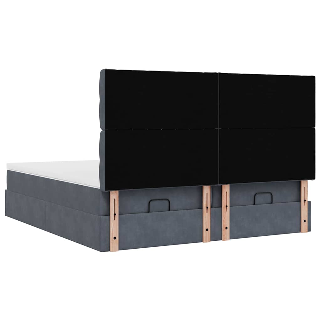 Okvir kreveta s madracima tamnosivi 200x200cm baršunasti