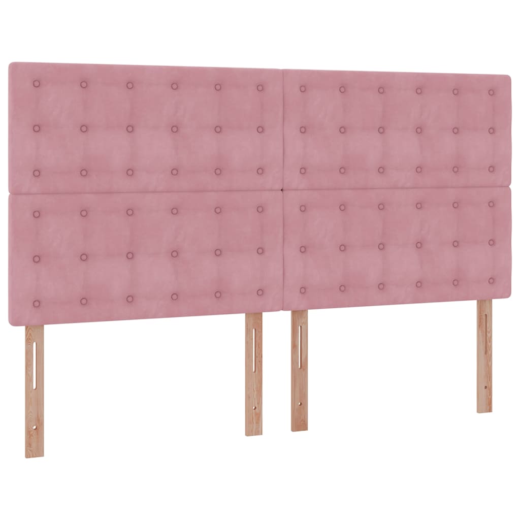Okvir kreveta s madracima ružičasti 200x200cm baršunasti