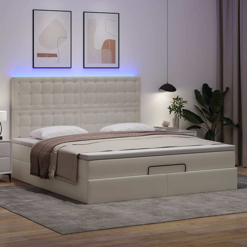 Otomanski okvir kreveta s madraca bijela 160x200cm umjetna koža