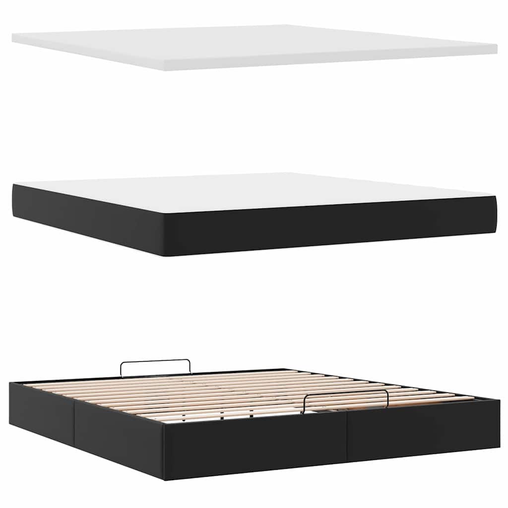 Otomanski okvir kreveta s madracem crni 180x200cm umjetna koža