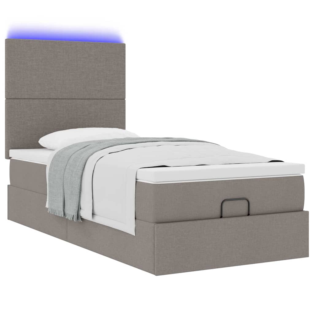 Otomanski okvir kreveta s madraca smeđesivi 90x190cm tkanine