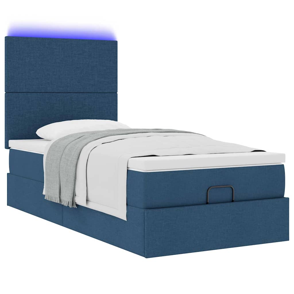 Otomanski okvir kreveta s madraca plavi 90x190cm od tkanine
