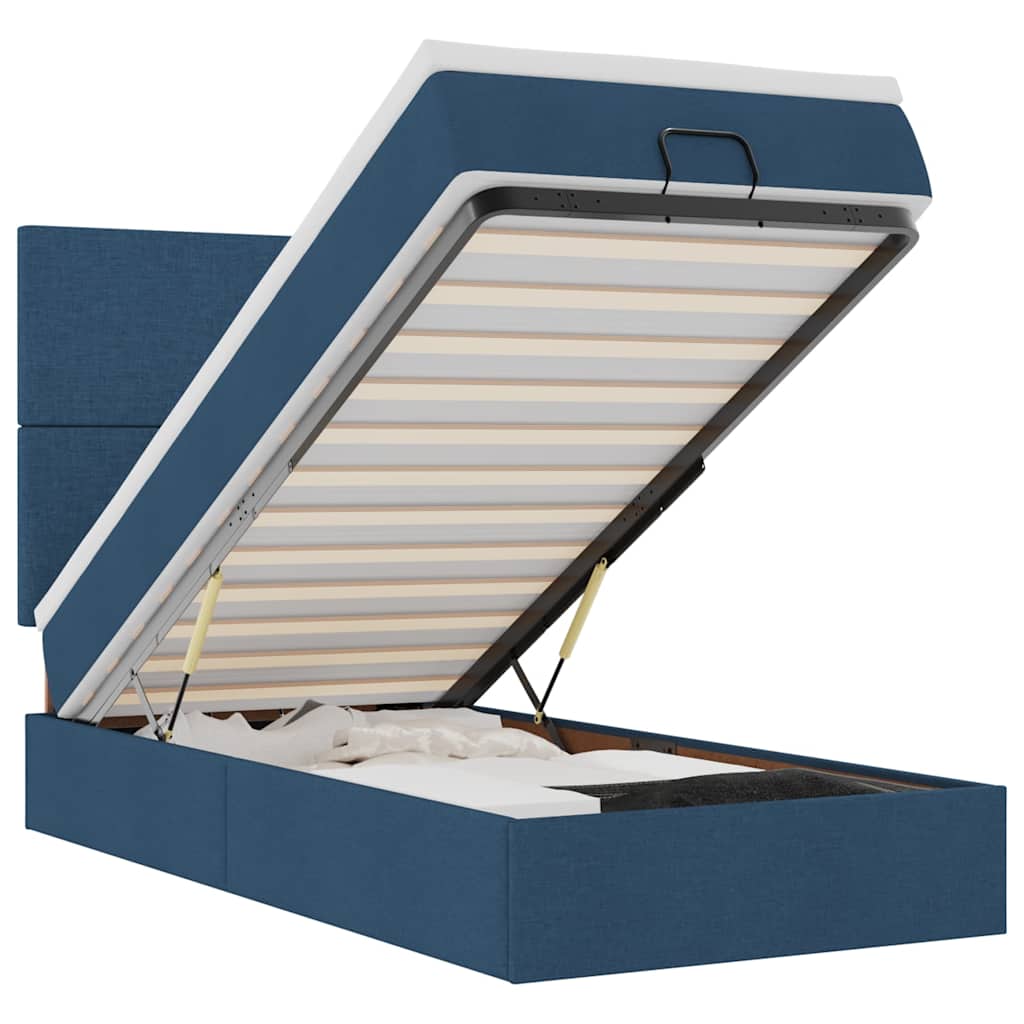 Otomanski krevet s madracem i LED plavi 90x200 cm tkanine