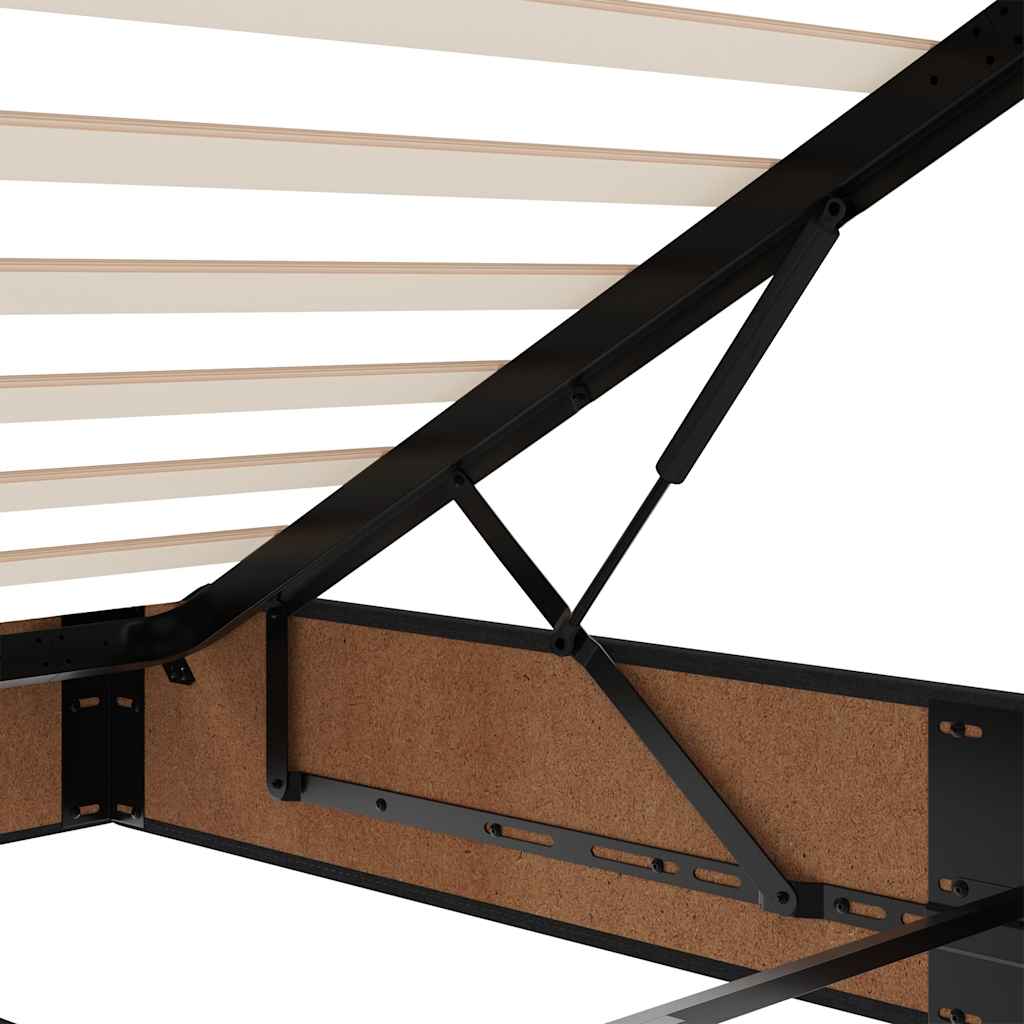 Otomanski krevet madracem i LED crna 120x190 cm tkanina