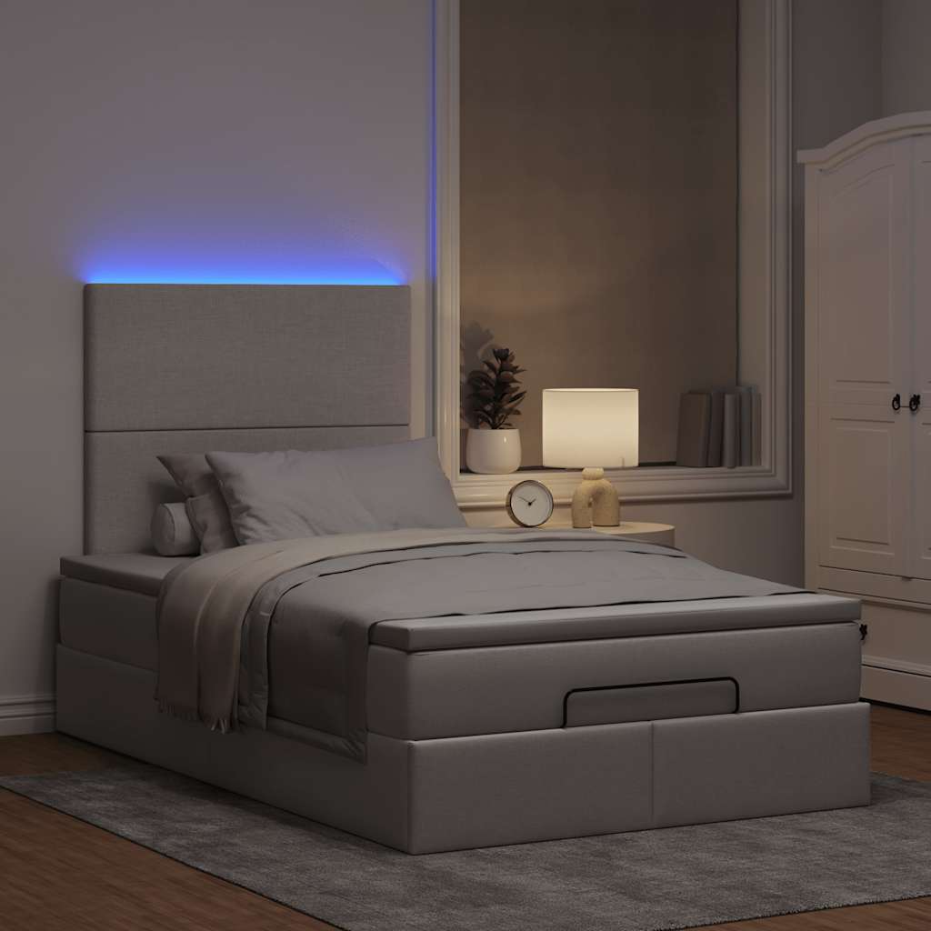 Otomanski krevet madracem i LED Taupe 120x190 cm tkanina