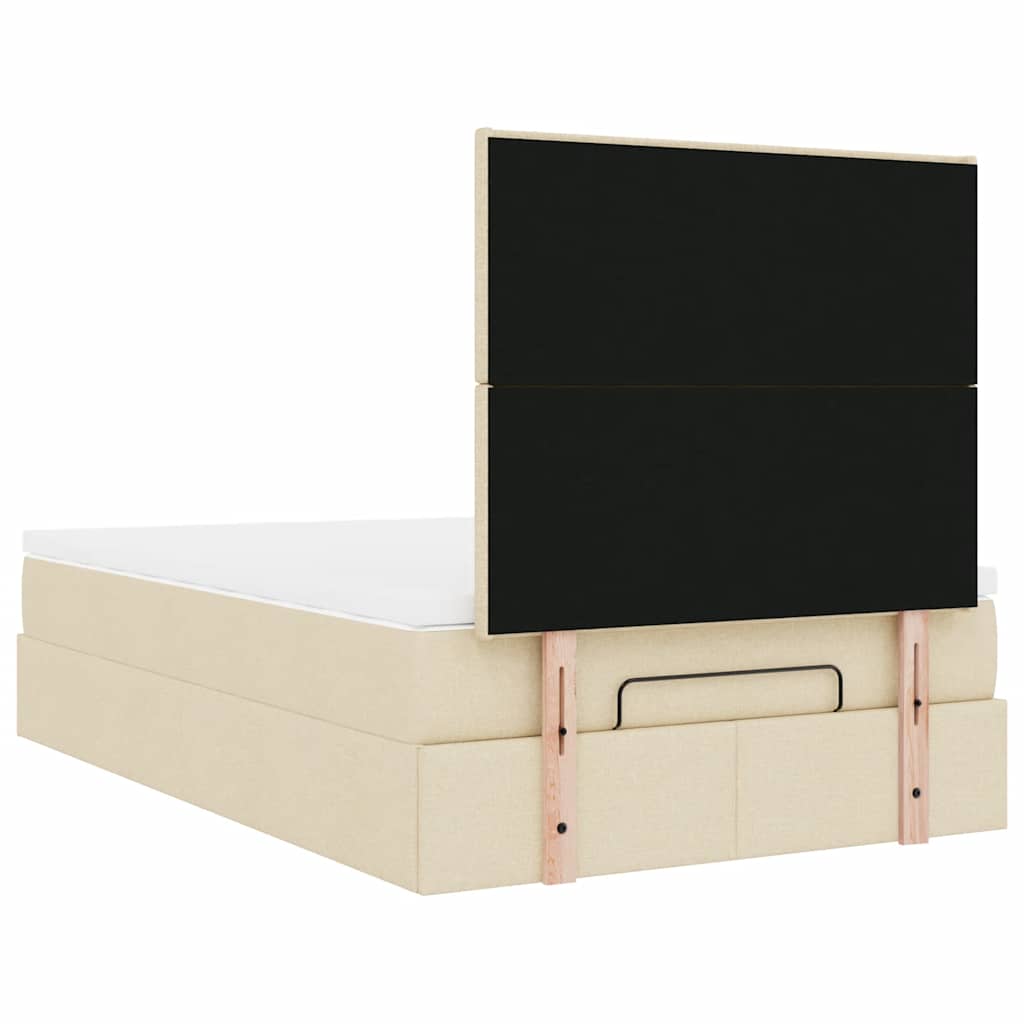 Otomanski krevet madracem i LED krem 120x190 cm tkanina