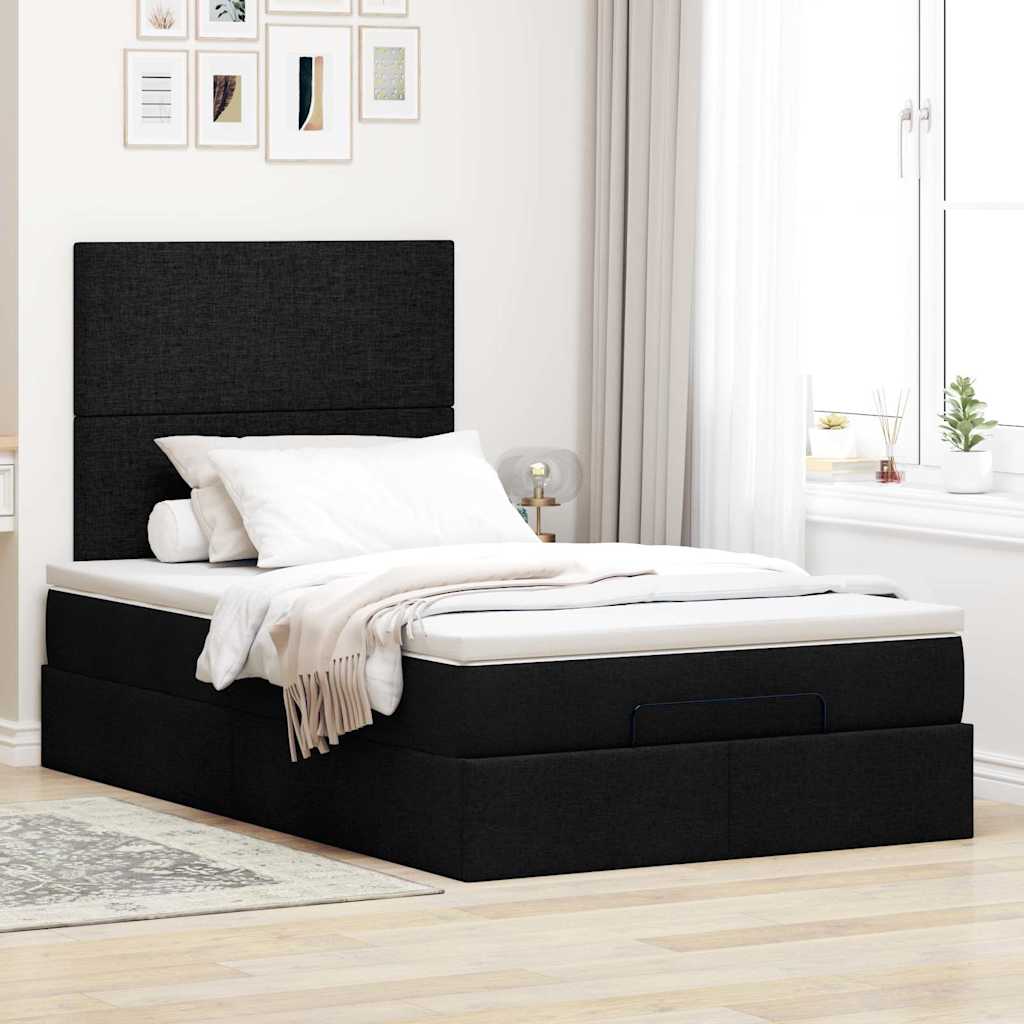 Otomanski okvir kreveta s madracem crni 120x200cm od tkanine