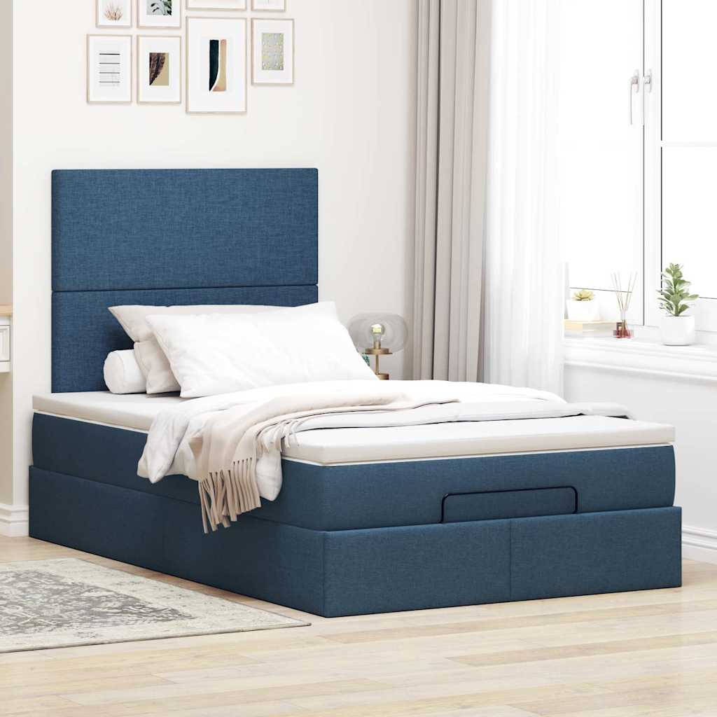 Otomanski krevet s madracem i LED plavi 120x200 cm tkanine