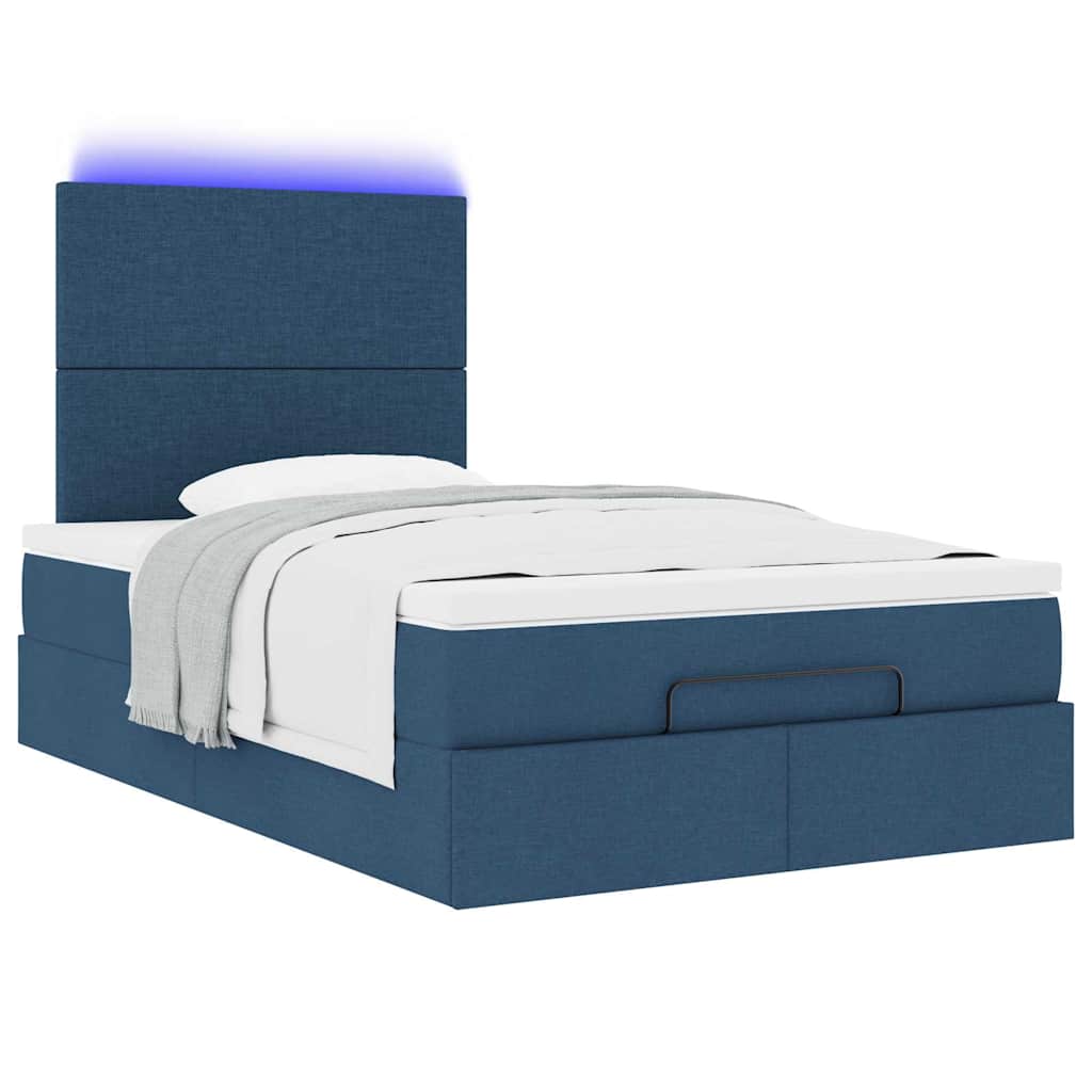 Otomanski krevet s madracem i LED plavi 120x200 cm tkanine