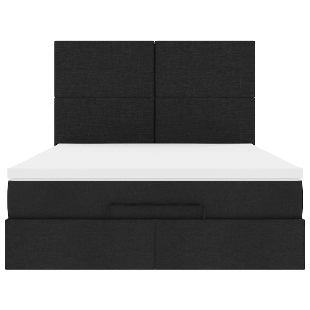 Otomanski krevet s madracem i LED crni 140x190 cm tkanine