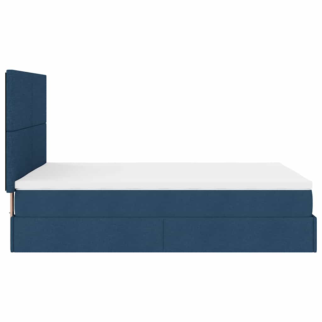 Otomanski krevet s madracem i LED plavi 140x190 cm tkanine