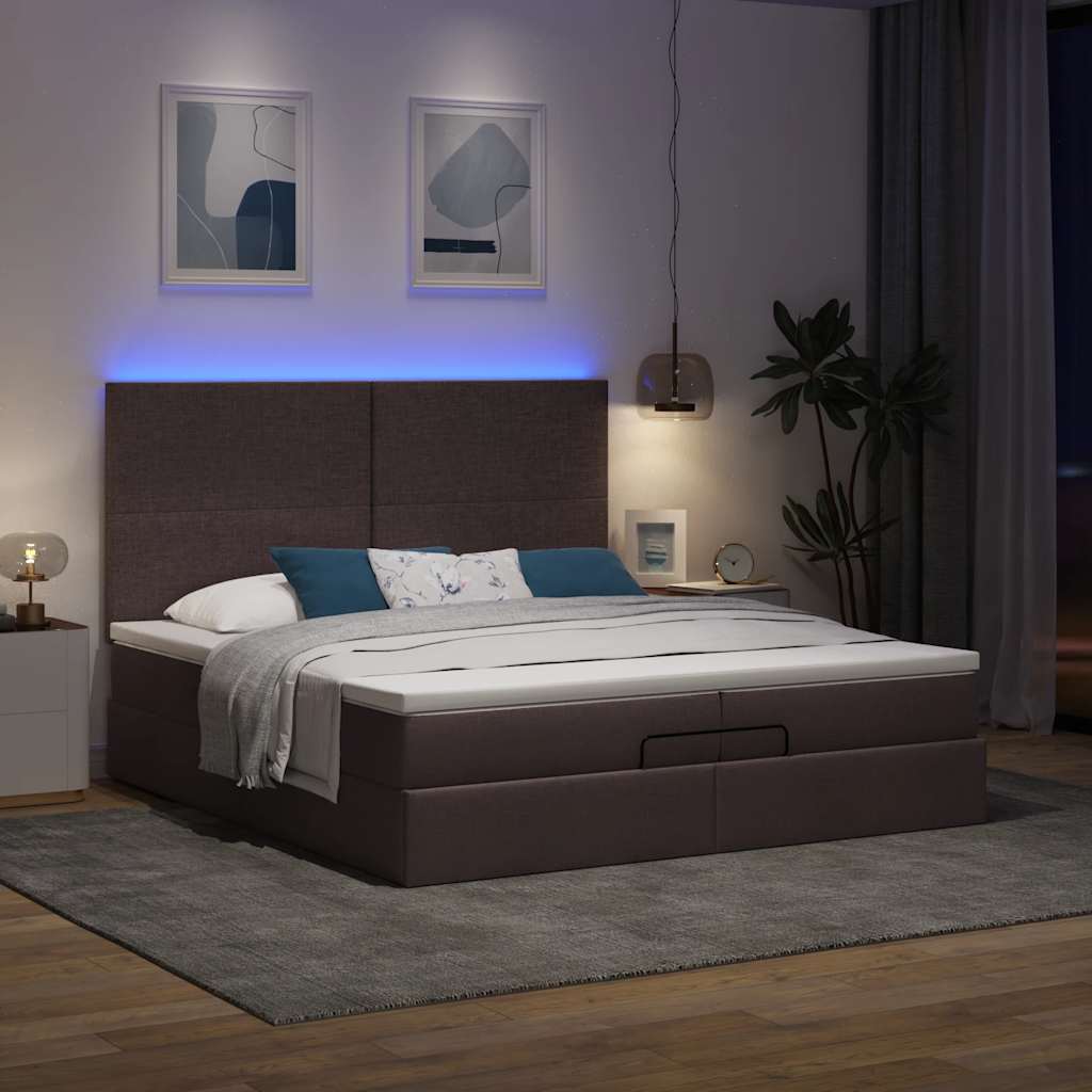 Okvir kreveta s madracima tamnosmeđi 200x200cm tkanine