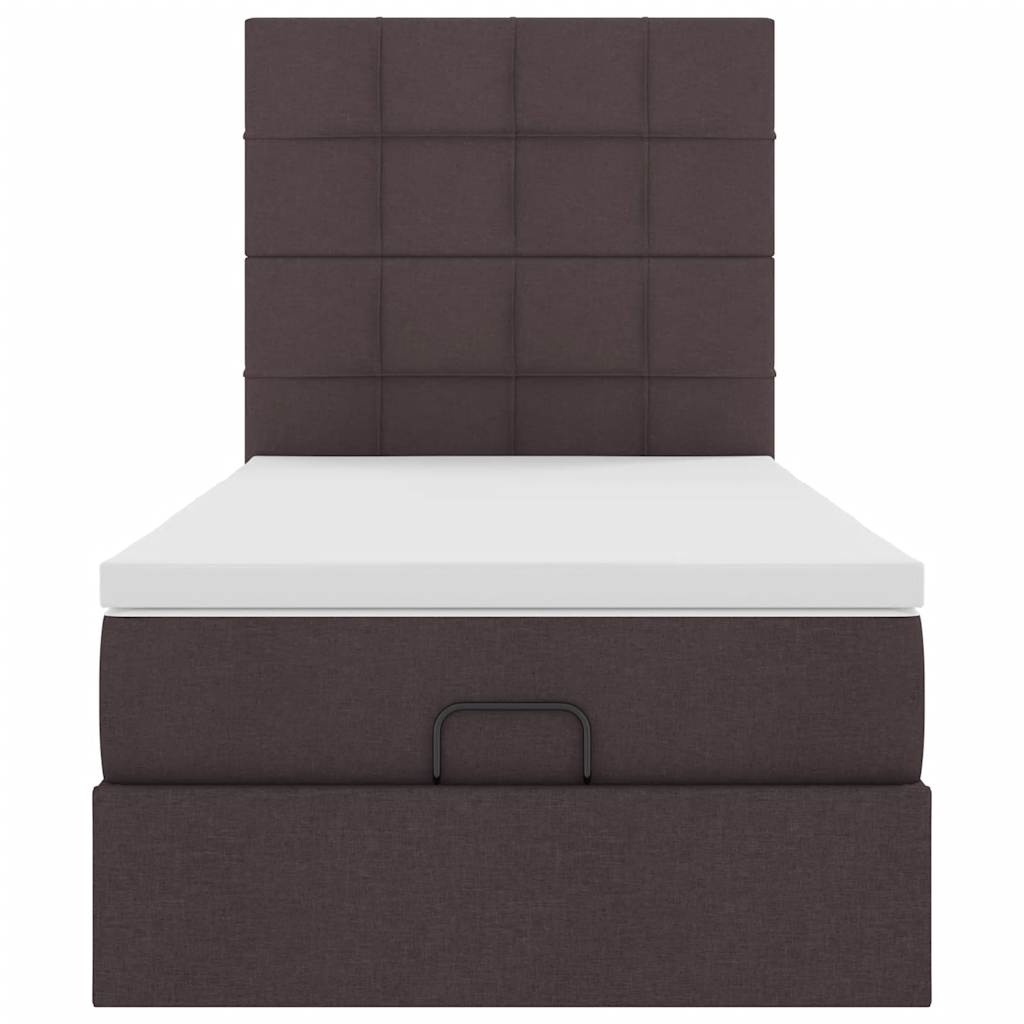 Otomanski krevet s madracem i LED tamnosmeđi 90x200 cm tkanine